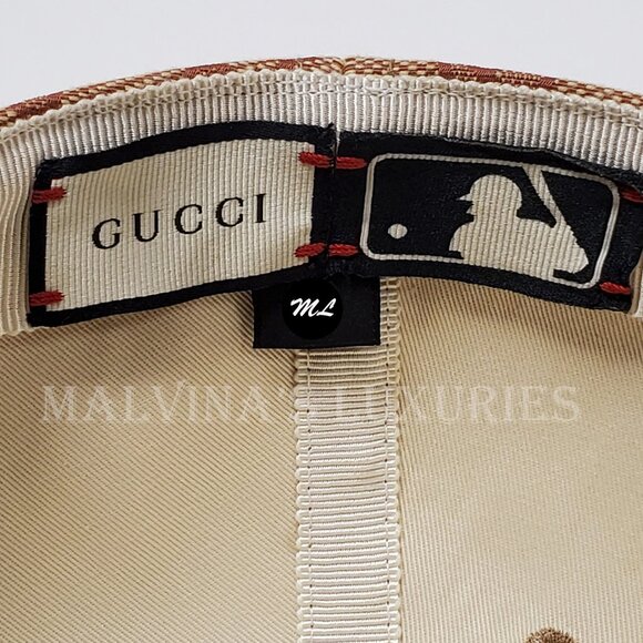 GUCCI BASEBALL CAP SF GIANTS GG SUPREME LOGO CANVAS EMBROIDERED HAT - Picture 10 of 14